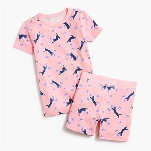 NWT Crewcuts J. Crew Kids Pink 2-Piece Pajama Set with Cat and Butterfly Print